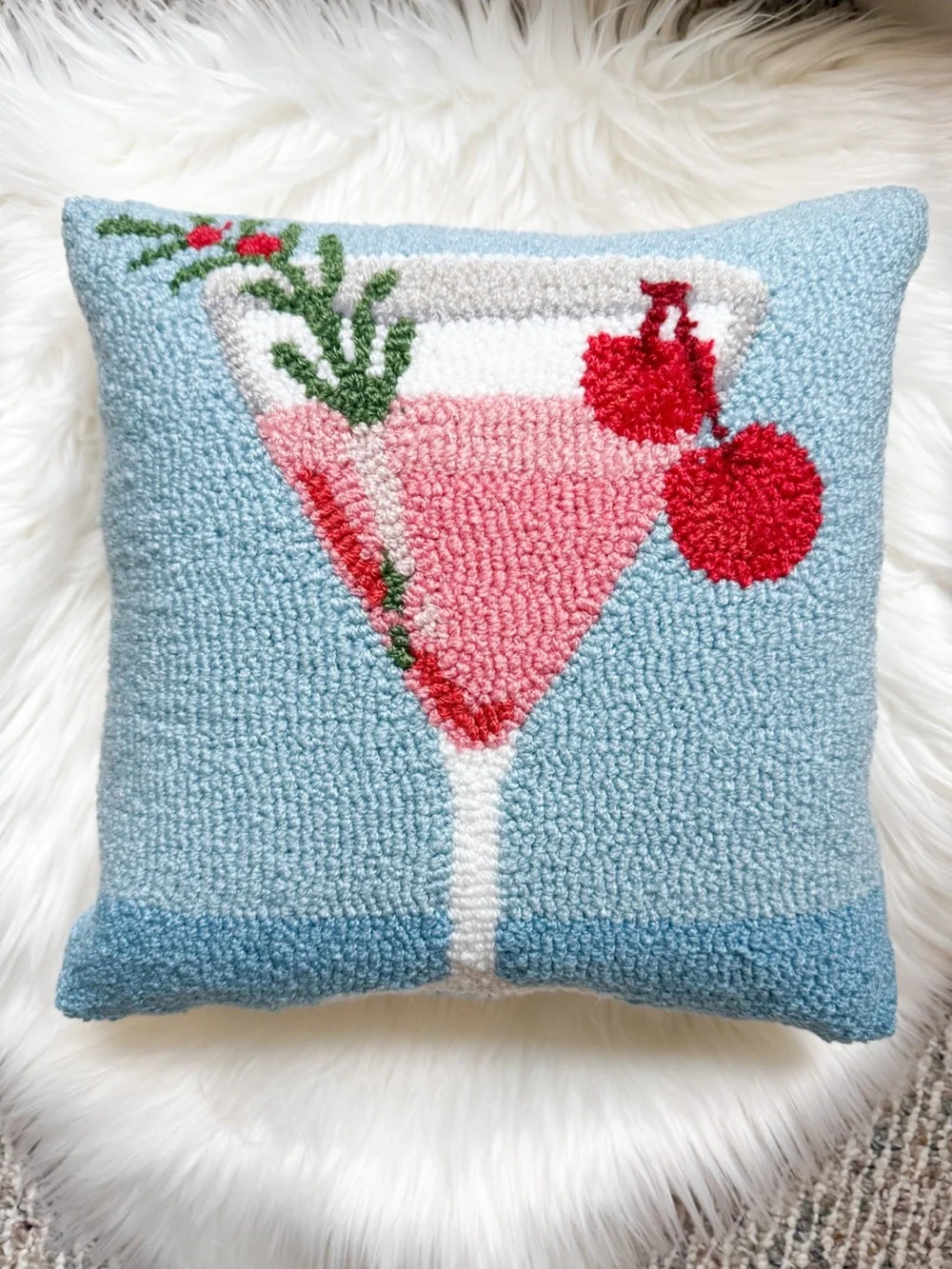 Holiday Cosmo Hooked Throw Pillow